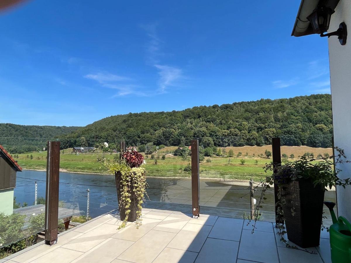 Saechsische-Schweiz-Ferienhaus-Wohnung-1-Mit-Elbblick-Sauna-Und-Kamin Konigstein an der Elbe Exterior photo